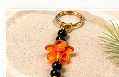 Colorful flower and bead keychains